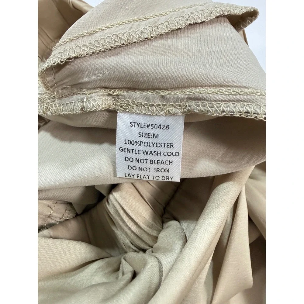 Grade&Gather Tan Wide Leg Flowy Pants Elastic Waist Khaki Palazzo Trousers M
